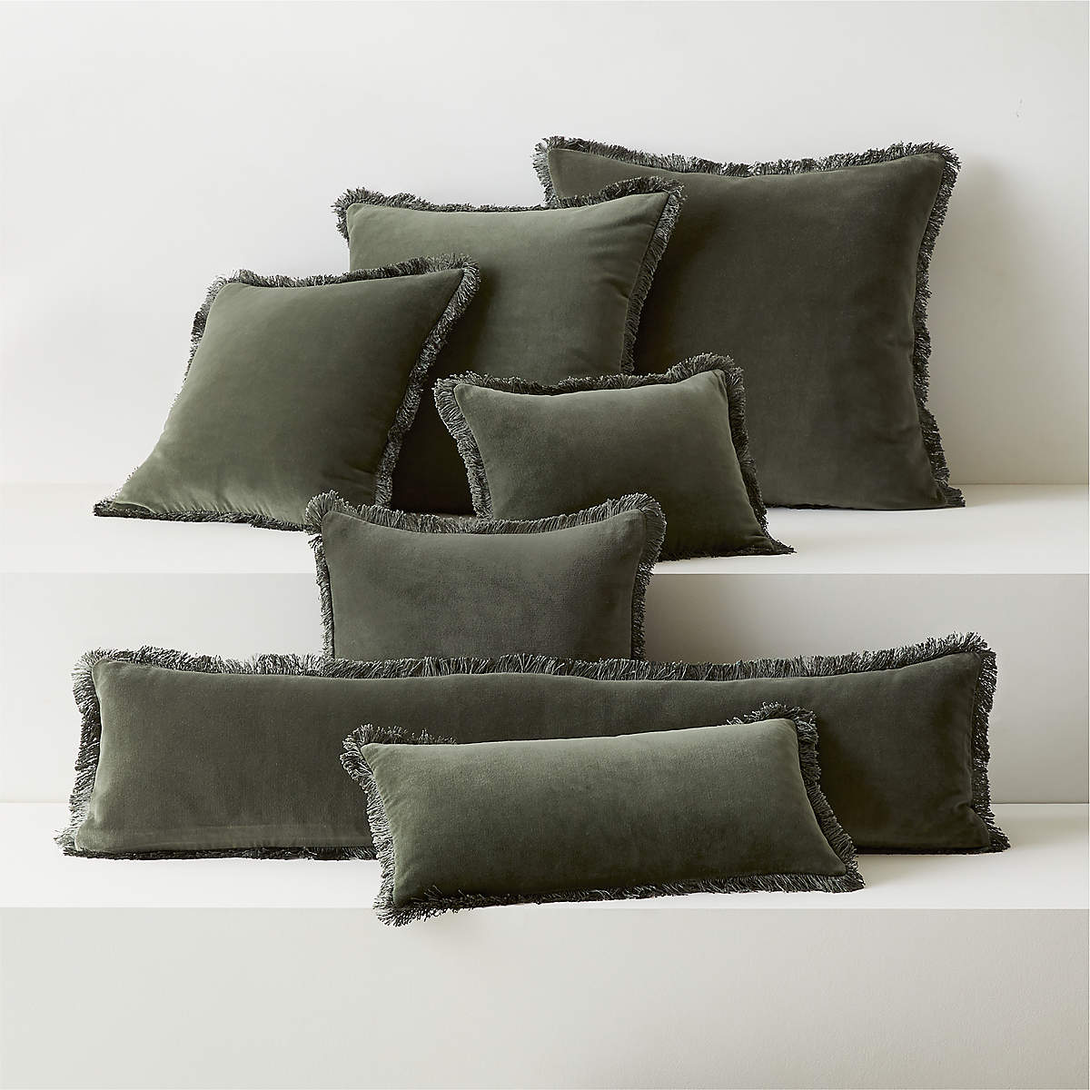 Bettie Forest Green Velvet Throw Pillows CB2