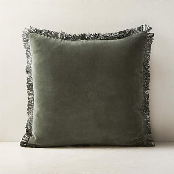 Bettie Forest Green Velvet Throw Pillow with Down-Alternative Insert 18''