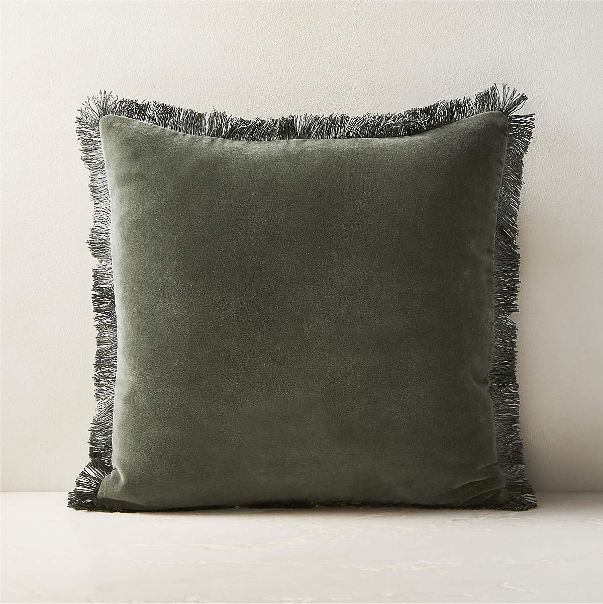 Bettie Forest Green Velvet Throw Pillow Cover 18'' + Reviews CB2