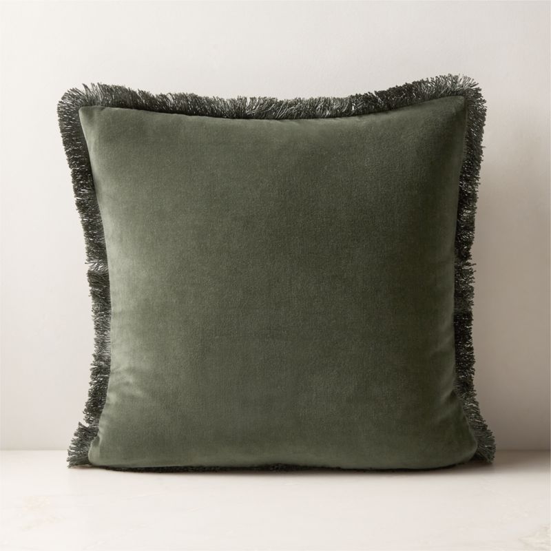 Bettie Forest Green Velvet Throw Pillow with Feather Down Insert 20 Reviews CB2