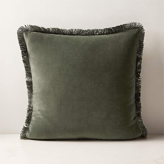 Bettie Forest Green Velvet Throw Pillow with Feather-Down Insert 20"x20"