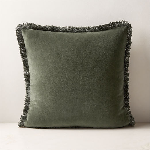 Bettie Forest Green Velvet Throw Pillow with Down-Alternative Insert 20''