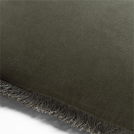 Bettie Forest Green Velvet Lumbar Pillow with Down-Alternative Insert 23''x11''