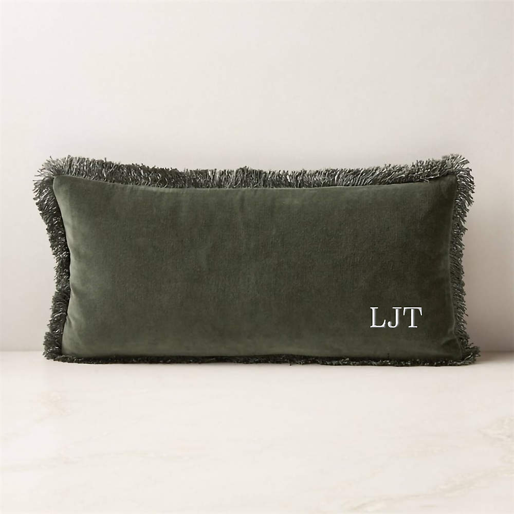 Bettie Forest Green Velvet Throw Pillow with Feather Down Insert