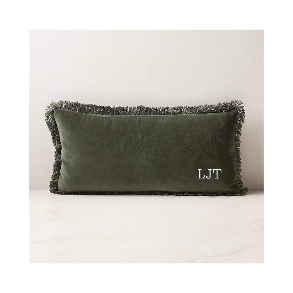 Forest green velvet outlet cushion