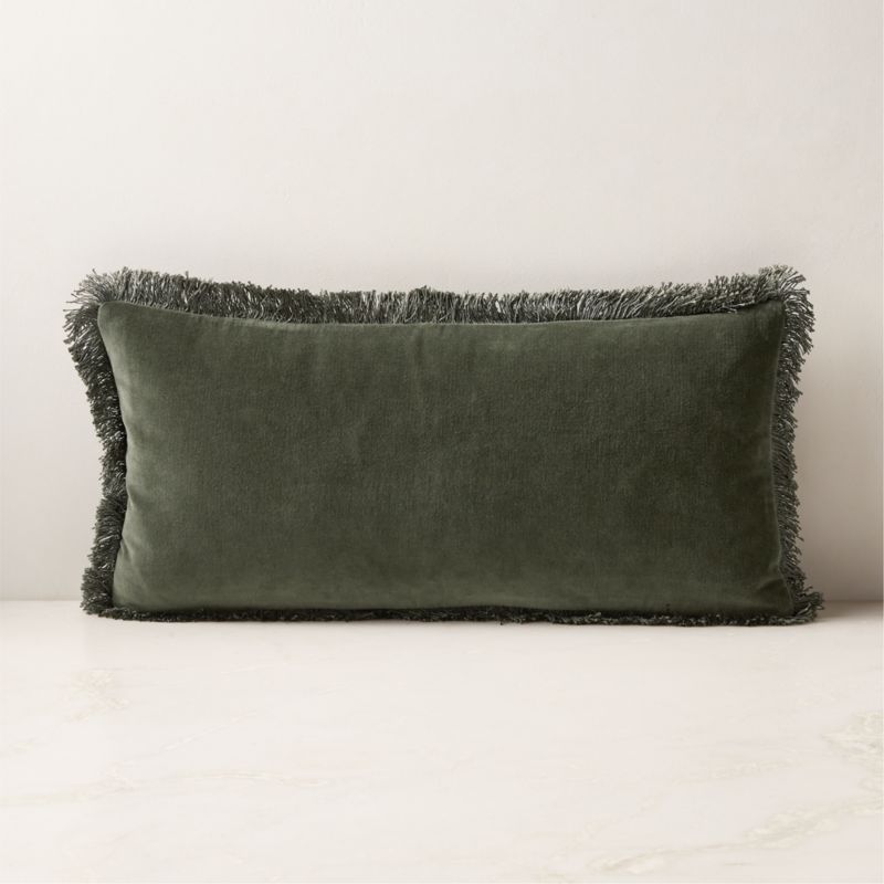 Bettie Forest Green Velvet Lumbar Pillow with Down-Alternative Insert 23''x11'' - image 0 of 7