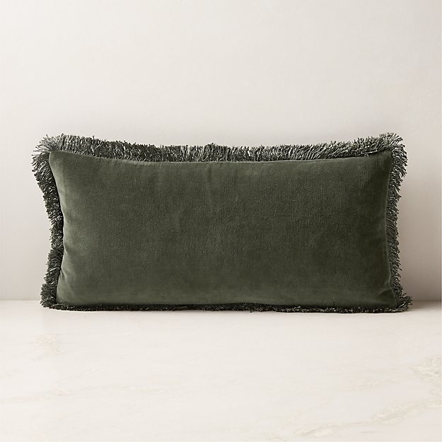 Bettie Forest Green Velvet Lumbar Pillow with Down Alternative Insert 23 x11 Reviews CB2