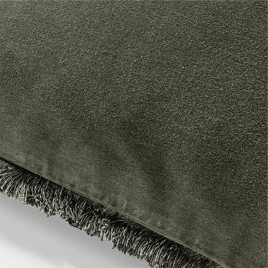 Bettie Forest Green Velvet Lumbar Pillow with Feather-Down Insert 48''x12''