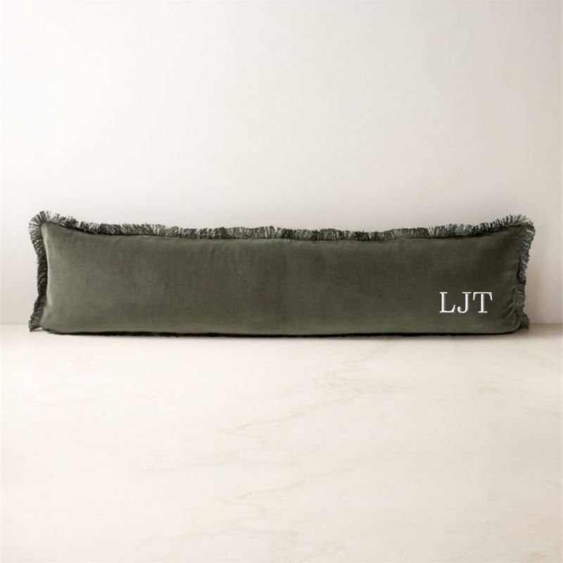 Bettie Forest Green Velvet Lumbar Pillow with Feather-Down Insert 48''x12'' - image 2 of 8