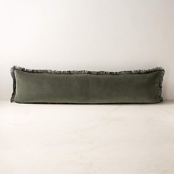 Velvet green lumbar online pillow