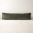 Gathered Suede Lumbar Pillow Cover 48''x12''