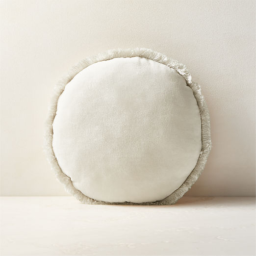 Bettie Warm White Velvet Round Throw Pillow 16"