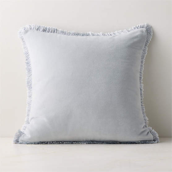 Bettie Light Blue Velvet Pillow with Feather-Down Insert 20"x20"