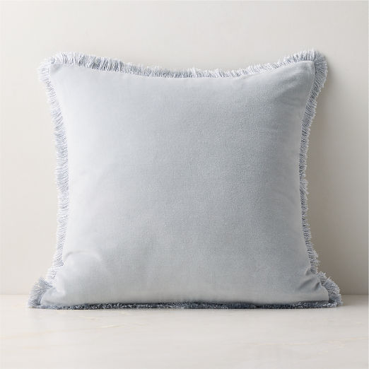 Bettie Light Blue Velvet Pillow with Down-Alternative Insert 20"x20"