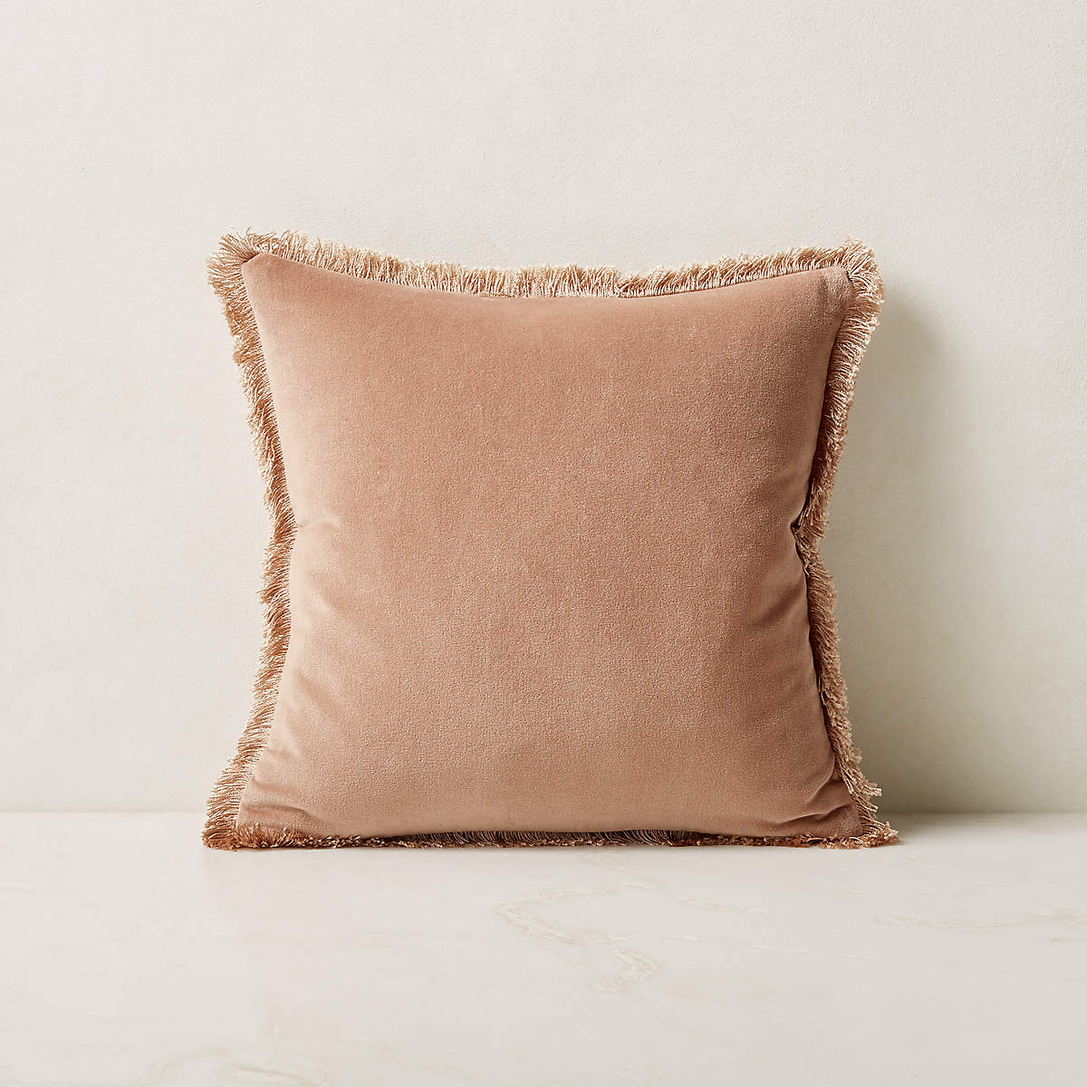 Bettie Light Brown Modern Velvet Throw Pillow with FeatherDown Insert