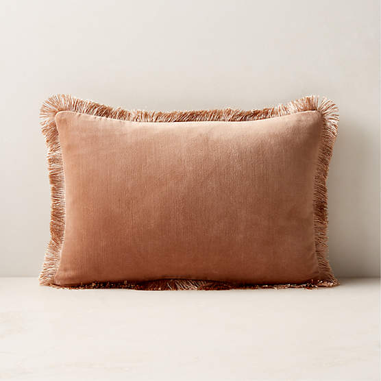 Bettie Light Brown Velvet Throw Pillow with FeatherDown Insert 48''x12