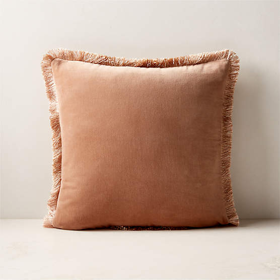 Bettie Light Brown Velvet Throw Pillow Cover 18"