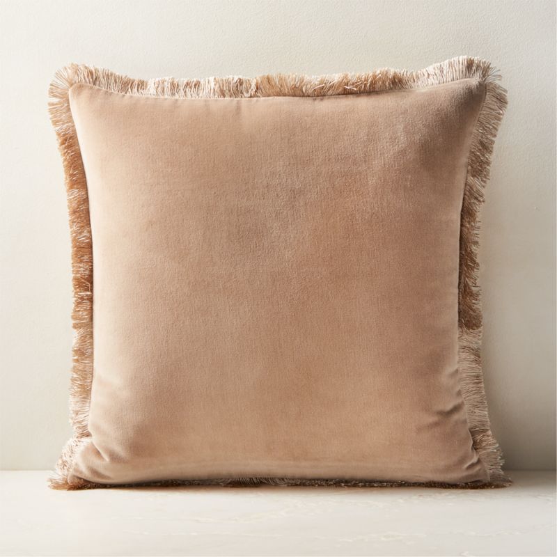 Bettie Light Brown Velvet Throw Pillow with Down-Alternative Insert 20'' - image 0 of 8