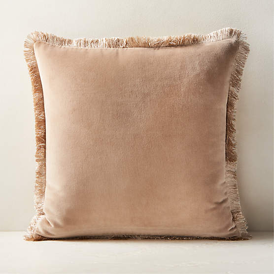 Bettie Light Brown Velvet Throw Pillow with FeatherDown Insert 18''x12