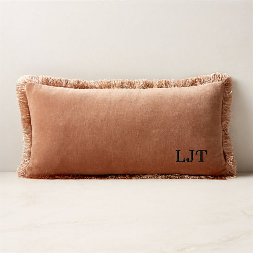 Bettie Light Brown Velvet Lumbar Pillow with Down-Alternative Insert 23''x11''