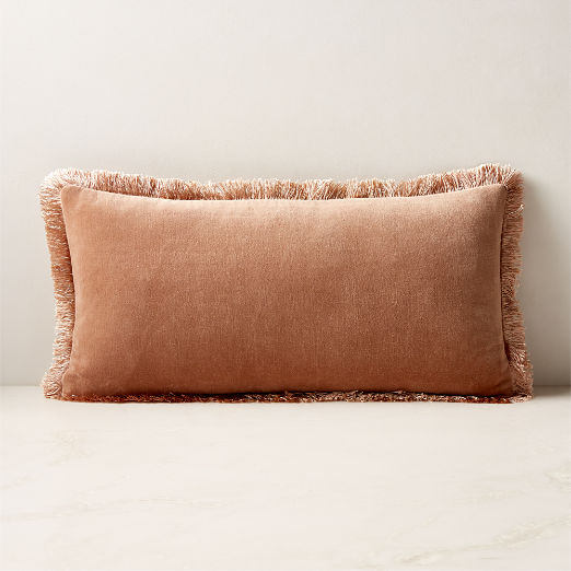 Bettie Light Brown Velvet Lumbar Pillow Cover 23''x11''