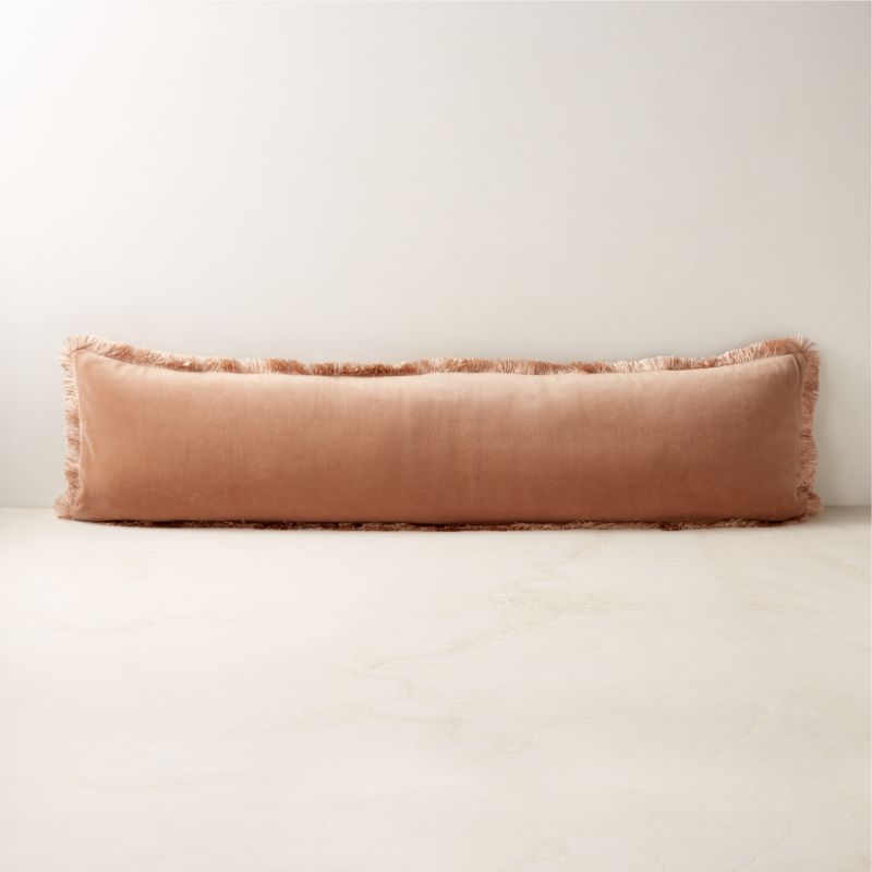 View Bettie Light Brown Velvet Lumbar Pillow with Feather-Down Insert 48''x12'' details