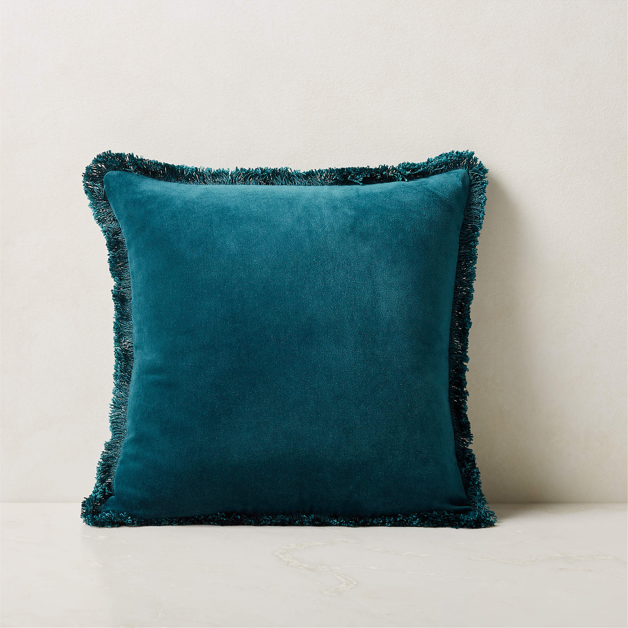 Bettie Teal Velvet Throw Pillow Cover 18'' + Reviews CB2 Canada