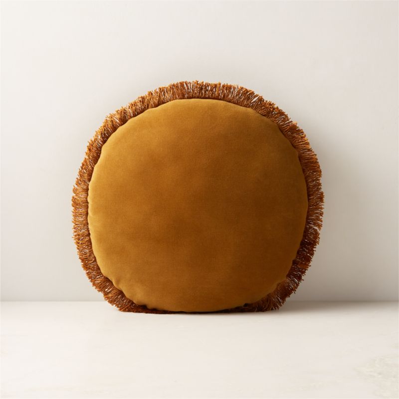 Bettie Tapenade Yellow Velvet Round Throw Pillow 16" - image 0 of 10