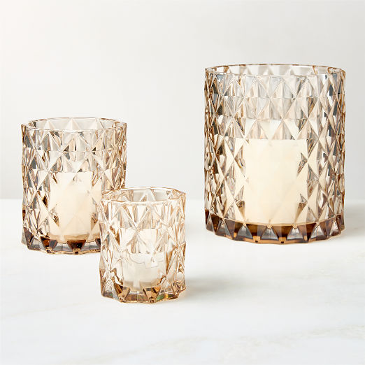 Betty Amber Glass Candle Holders
