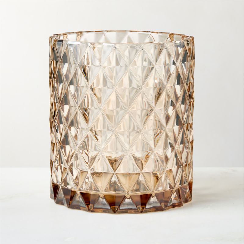 Betty Amber Glass Hurricane Candle Holder Large - image 2 of 4