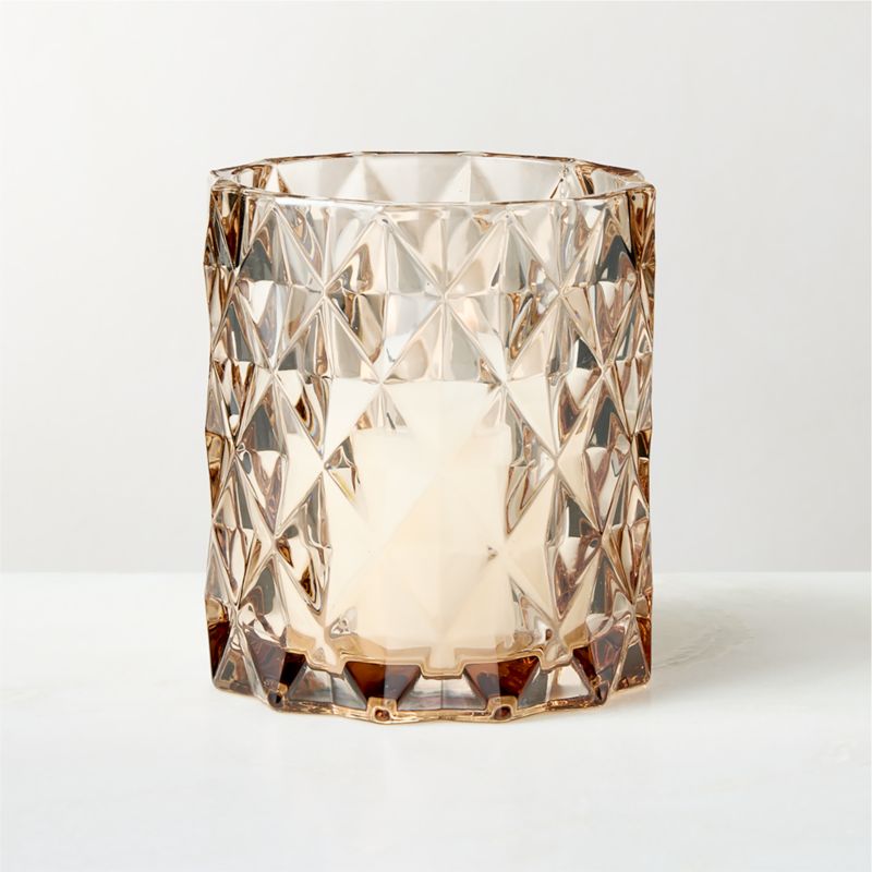 Viewing product image Betty Amber Glass Hurricane Candle Holder Small - image 1 of 4
