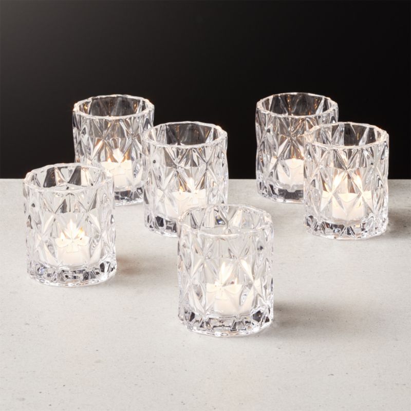 View Betty Clear Glass Tealight Candle Holder Set of 6 details