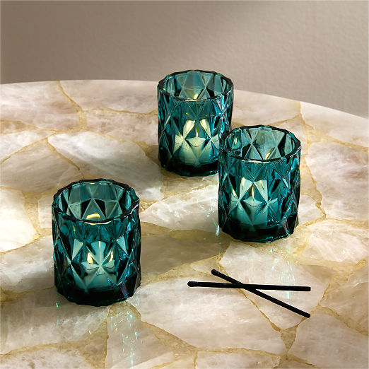 Betty Green Glass Tealight Candle Holders Set of 6