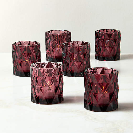 Betty Red Glass Tealight Candle Holders Set of 6