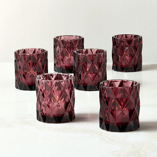 Betty Red Glass Tealight Candle Holders Set of 6