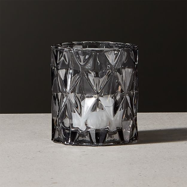 Betty Smoke Grey Glass Candle Holder + Reviews CB2