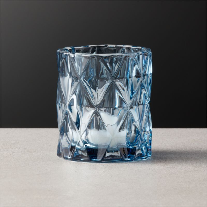 blue candle holder