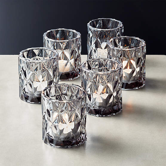 Betty Smoked Glass Tealight Candle Holders Set of 6