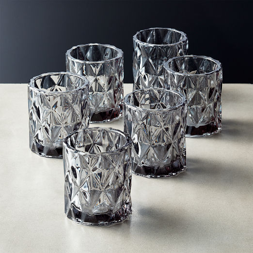 Betty Smoked Glass Tealight Candle Holders Set of 6