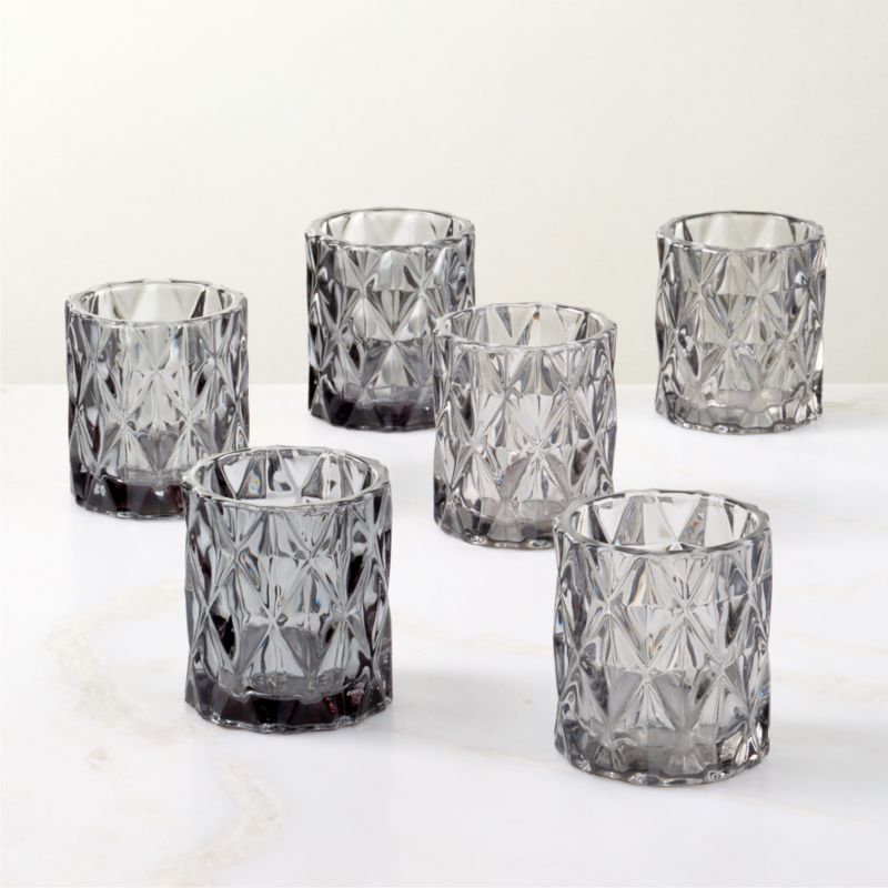 Betty Smoked Glass Tealight Candle Holders Set of 6 - image 3 of 9