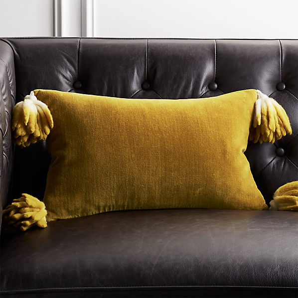 18 X12 Bia Tassel Pesto Velvet Pillow Cb2