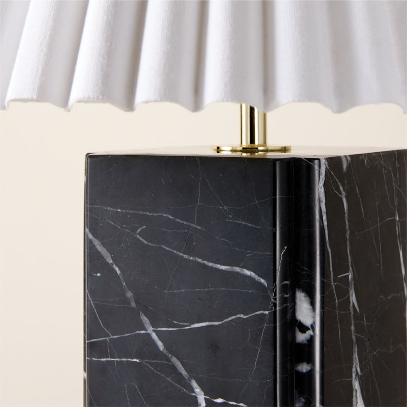 Bianca Black Marble Table Lamp with Pleated Linen Shade - image 3 of 5