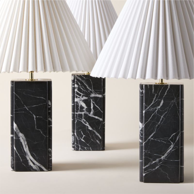 Bianca Black Marble Table Lamp with Pleated Linen Shade - image 4 of 5