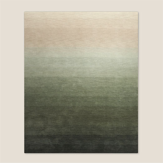 Bicoastal Handwoven Green Wool Area Rug 6'x9'