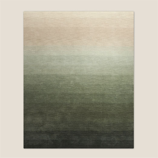 Bicoastal Handwoven Green Ombre Wool Area Rug