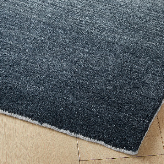 Bicoastal Handwoven Navy Wool Area Rug 6'x9'