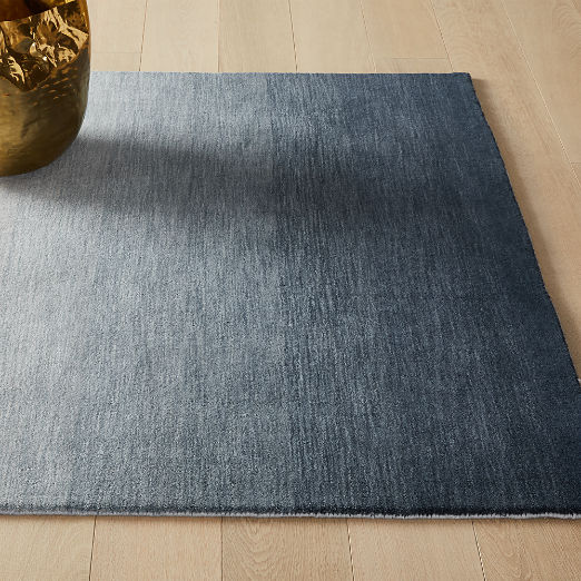 Bicoastal Handwoven Navy Wool Area Rug 6'x9'