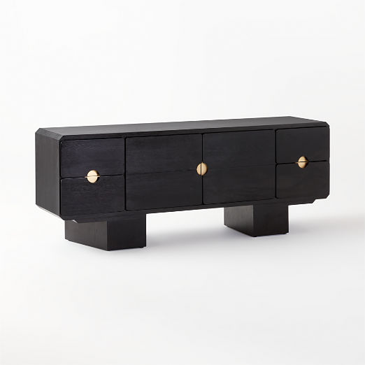 Bishop 72" Black Ebonized Oak Wood Credenza by Lawson-Fenning