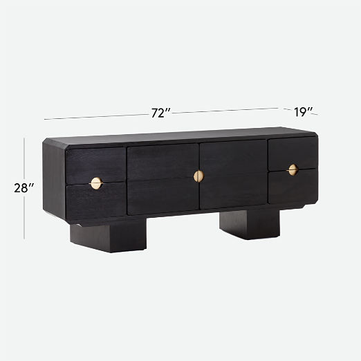 Bishop 72" Black Ebonized Oak Wood Credenza by Lawson-Fenning