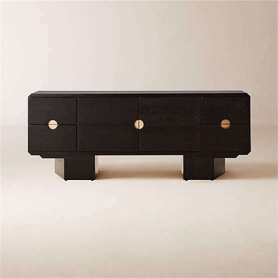 Bishop 72" Black Ebonized Oak Wood Credenza by Lawson-Fenning